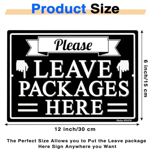 Ebeleo Please Leave Packages Here Sign - 12x8 Inch Rust-Proof Aluminum (2 Pack)