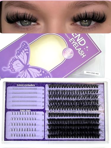 HBZGTLAD DIY Lash Clusters Kit with Spikes - D Curl Manga Eyelash Extensions