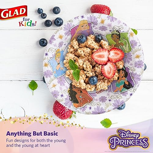 Glad for Kids Disney Princess Paper Bowls, 12 Oz, 40 Count - Floral