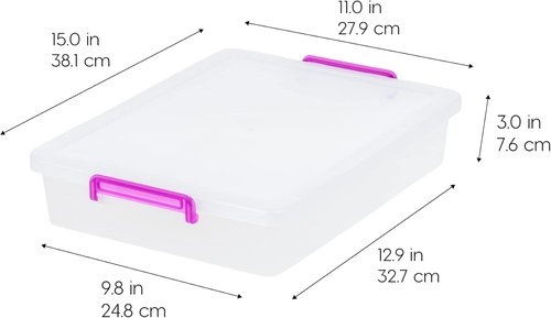 IRIS USA Craft Storage Container Bins - 6 Qt. Clear Organizer Tote with Lids | Stackable & Secure for Art & Office Supplies
