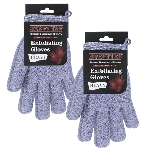 Exfoliating Dual Texture Bath Gloves for Body Scrub and Dead Skin Removal