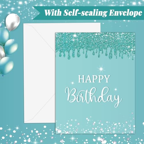 CHUNNIN Teal Silver Jumbo Birthday Guest Book & Greeting Card Set with Envelope — Large Celebration Keepsake