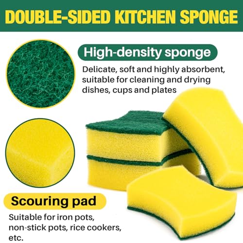 MAQIHAN 18PCS Heavy Duty Kitchen Scrub Sponges for Dishes