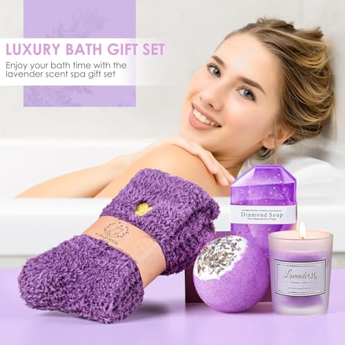 Lavender Christmas Gift Basket for Women - Unique Birthday & Holiday Presents for Her