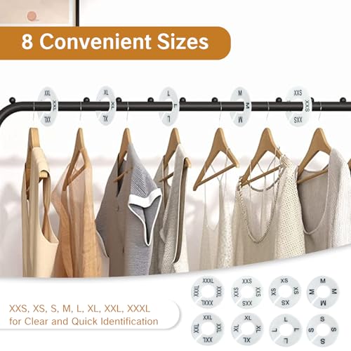 BRBASAP White Round Clothing Size Rings - 8 Pack Closet Dividers