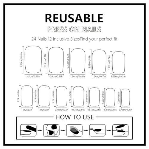 Christmas Press On Nails Medium Square Red Winter Holiday False Nails