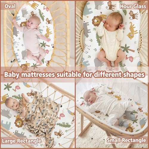 Animal Theme Baby Bassinet Sheet - Soft Fitted 32x16 Inch