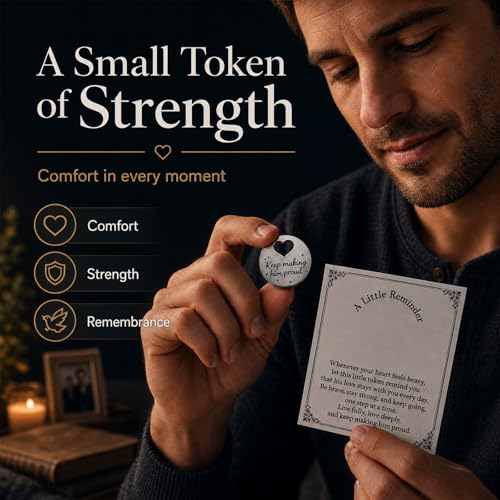 Memorial Keepsake for Loss of Dad - Heart Token & Sympathy Card Gift