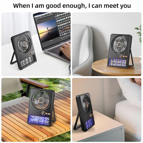 WI WISELY Portable Desk Fan - Rechargeable, Ultra Quiet, Black