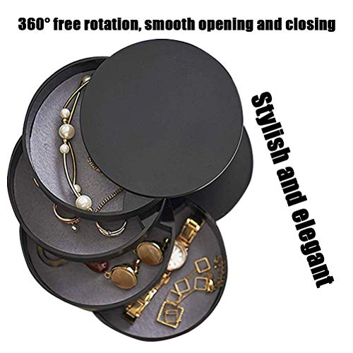 TIMESETL Black Jewelry Organizer - 4-Layer Rotating Travel Case