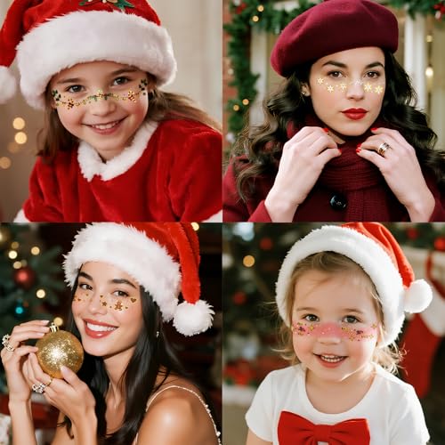 Christmas Face Makeup Patches 12 Pairs Temporary Tattoo Eyeliner Stickers