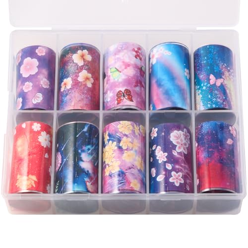LUNARWHIRL Butterfly Print Nail Art Foils - 10Pcs Laser Transfer Stickers