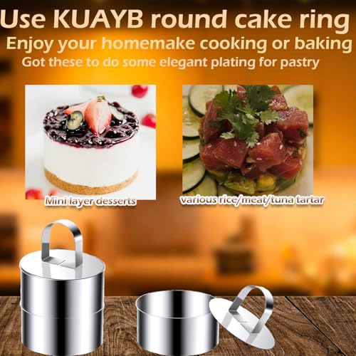 KUAYB 4-Inch Round Cake Ring Mold Set with Pushers - 6 Pieces