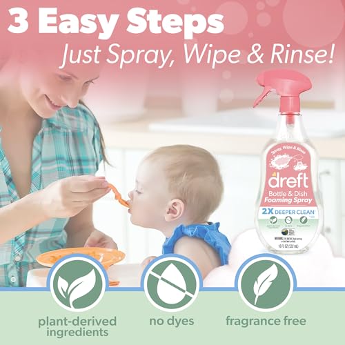 Dreft Foaming Baby Bottle and Dish Cleaning Spray, 18 Fl Oz