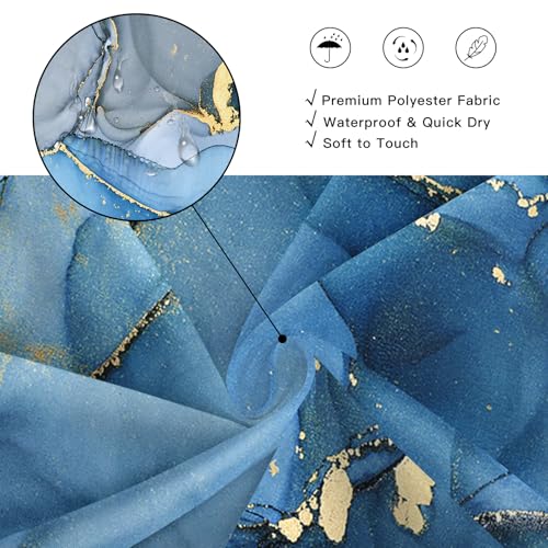 Blue Marble Shower Curtain 36x72 Inch Modern Abstract Bathroom Decor - BayNook