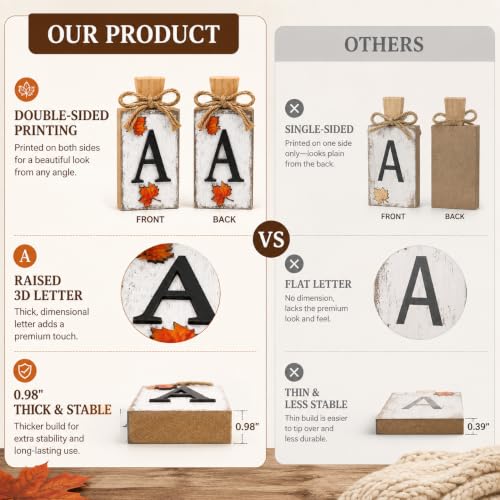 4Pcs Rustic Wooden FALL Sign Set - Farmhouse Autumn Table Decor (FALL-2)