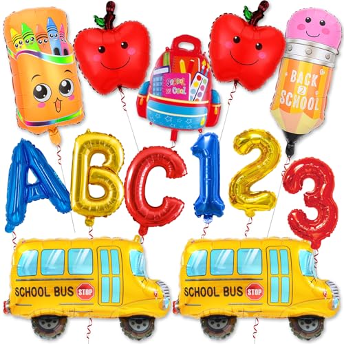 Back to School Balloons Set - 13 Colorful Foil Designs