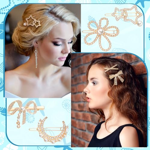 XunYee 10 Pcs Rhinestone Butterfly Flower Hair Clips Metal Barrettes
