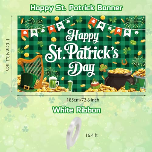 St. Patrick's Day Backdrop Banner 72x43 Inch Irish Party Decoration