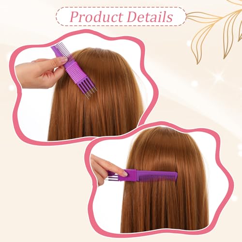 ZEYIYER 2PCS Metal Pick Comb Hair Lift Teasing Combs Blue and Purple