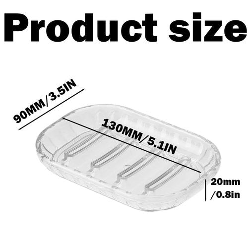 2Pcs Soap Dish Holder, Plastic Bathroom Soap Dishes, Clear Soap Saver Tray for Shower Bathtub Kitchen Sink