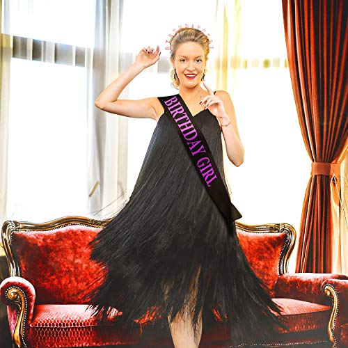 Zonon Rose Gold Birthday Tiara Crown and Satin Sash Party Set