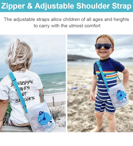 Shark Mesh Beach Bag with Zipper - Sand-Free Toy Organizer for Kids