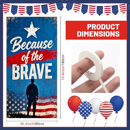 BlissYard Veterans Tribute Door Cover 35x71 Inch Polyester Banner