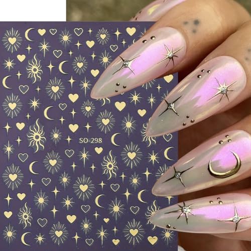 ZOAZJINAZ 3D Baroque Star Nail Stickers Self-Adhesive Nail Art Decals