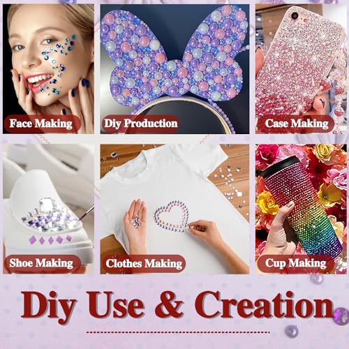 Sokfone Red Self-Adhesive Face Gems Rhinestone Stickers 3 Sheets