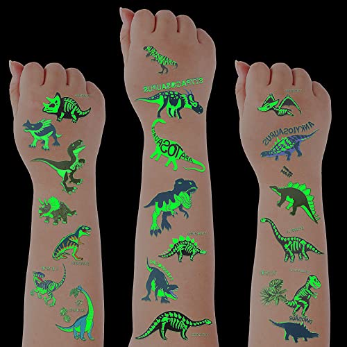 Zonon Glow in the Dark Dinosaur Temporary Tattoos 10 Sheets