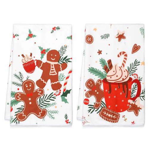 Gingerbread Christmas Kitchen Towels Set of 2 - 18x26 Inches