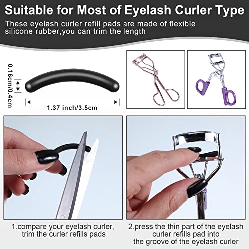 Mudder 80 Pieces Eyelash Curler Refills Silicone Rubber Replacement Pads Black