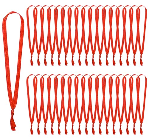 Christmas Ornament Ribbon Penta Angel Red 50Pcs 4.3" Satin Glitter Loops
