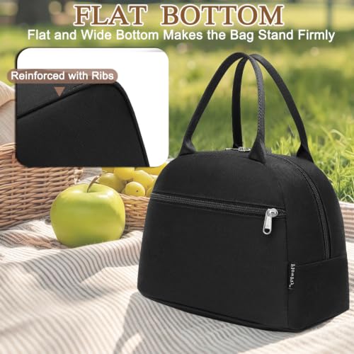 FlowFly Insulated Lunch Cooler Bag - Durable Tote Organizer for Work, Black
