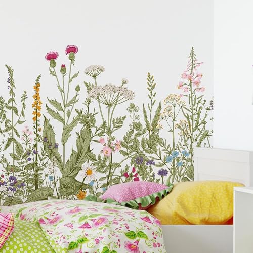 Floral Plant Toilet Lid Decal - Waterproof Removable Bathroom Sticker