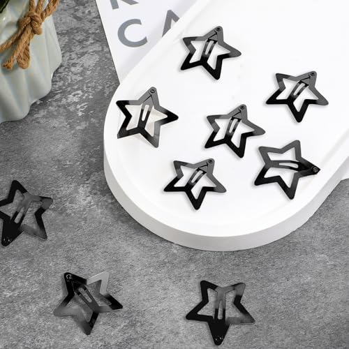 Gjinxi 12PCS Metal Star Snap Hair Clips 1.6 Inch Y2K Hair Barrettes