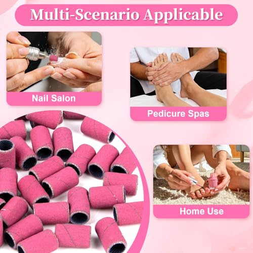 RAQEHO 150 Pcs Nail Drill Sanding Bands with Bit 120/180/240 Grit