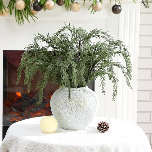 Modern 24 Inch Artificial Cedar Branches Set - 6 Pcs Winter Decor