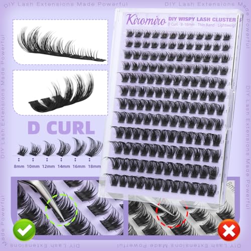 Kiromiro Wispy Lash Clusters DIY Eyelash Extensions 8-18mm 144pcs C Curl