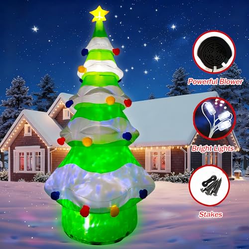 12 FT Inflatable Christmas Tree with Built-in Lights for Indoor Outdoor Yard Decor