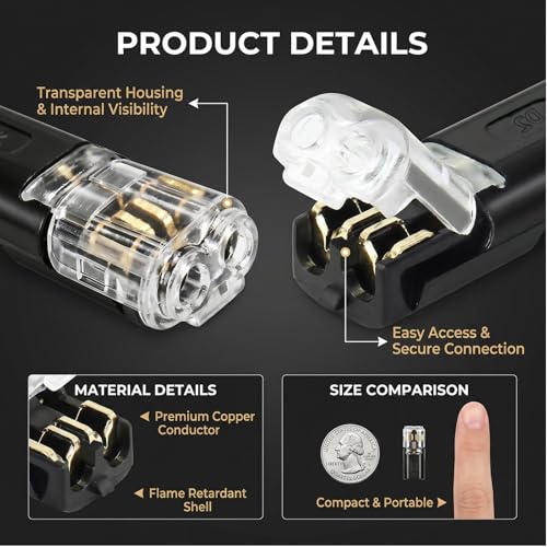 20PCS Low Voltage 2 Pin Quick Connectors for LED Strips & Wiring