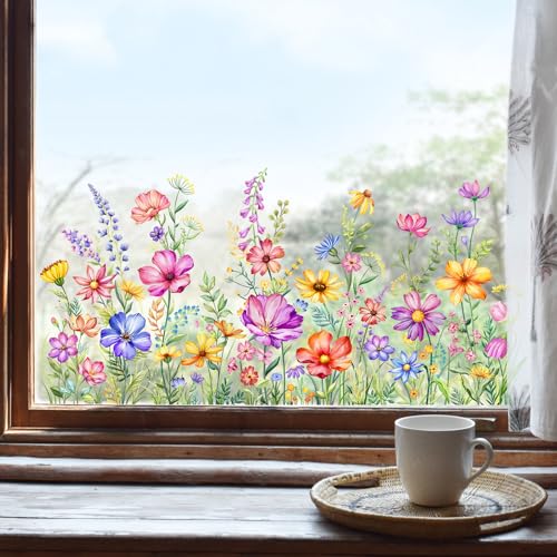 Colorful Wildflower Window Clings - Double-Sided Floral Decals