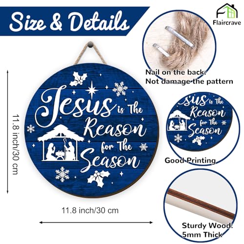 Nativity Wooden Wreath Welcome Sign - Christmas Home Decor