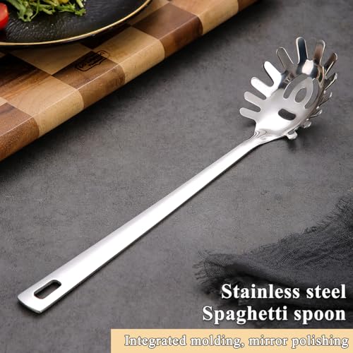 ReaNea Stainless Steel Spaghetti Spoon - Silver, Ergonomic & Dishwasher Safe