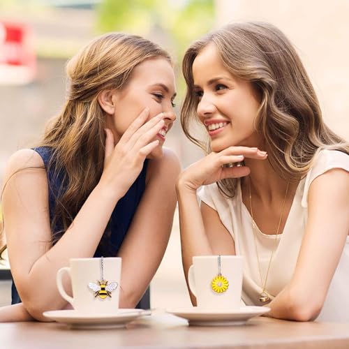 TeaSanavie Stainless Steel Tea Infusers Set of 2 with Honeybee & Flower Charms