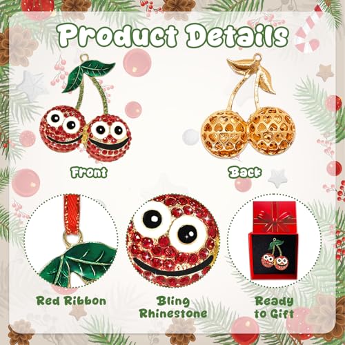 Cute Cherry Christmas Ornament 2025 - Metal Hanging Decoration