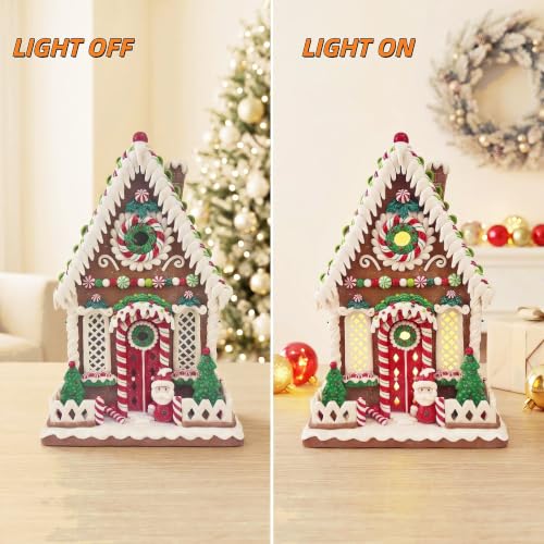 13-Inch Lighted Gingerbread House with LED Lights - Festive Holiday Decor