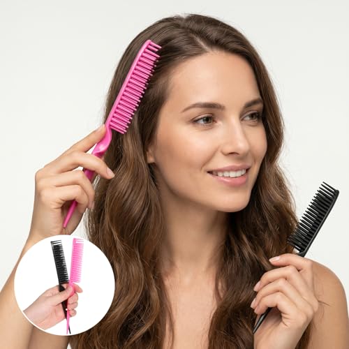 4-Piece 9-Inch 3-Row Hair Styling Comb & Rat Tail Teasing Brush Set
