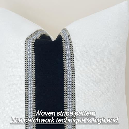 Slow Cow Black White Patchwork Throw Pillow Covers 18x18" - Pack of 2